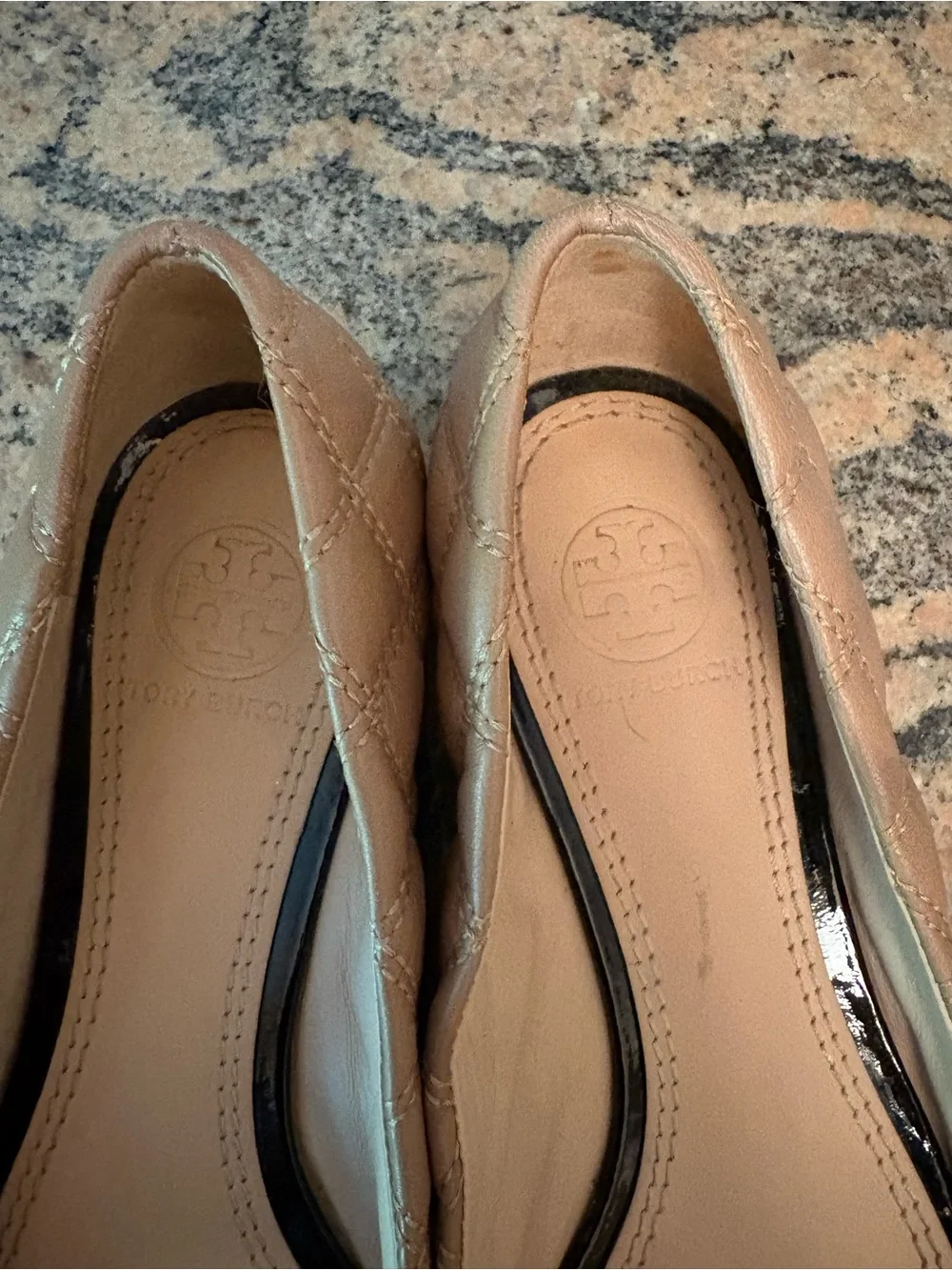 Tory Burch Claremont Quilted Leather Cap Toe Ballet Flats, Size 6.5